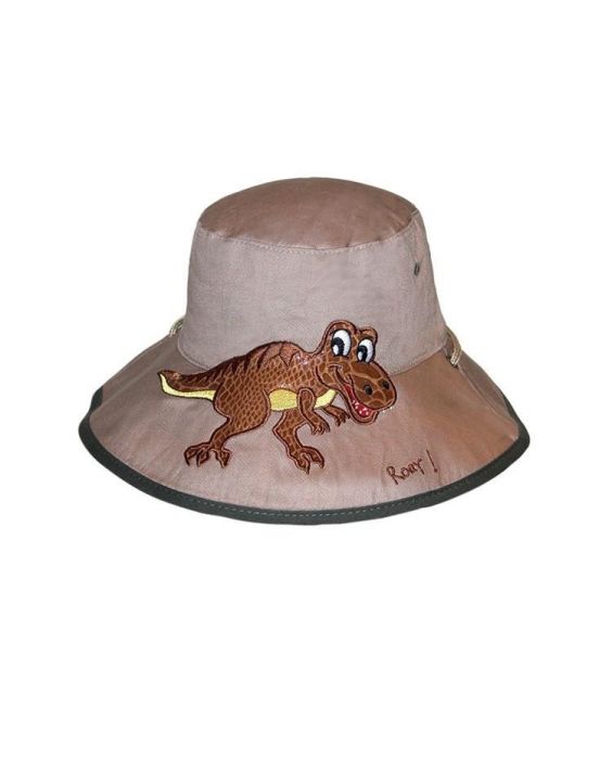 Rigon - UV bucket hat voor kinderen - Khaki dino
