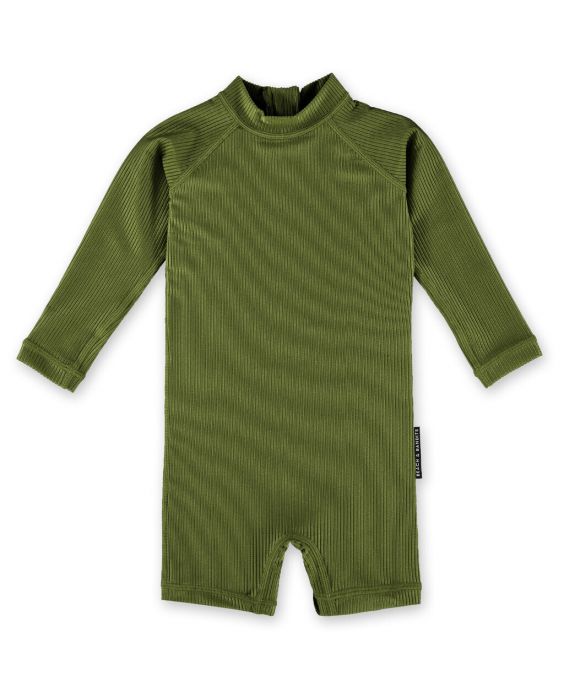 Beach & Bandits - UV-zwempak voor baby's - Ribbed lange mouw - UPF50+ - Pesto Ribbed - Groen