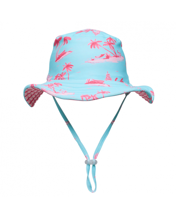 Snapper Rock - Omkeerbare UV-buckethoed voor meisjes - UPF50+ - Lighthouse Island - Blauw/Roze