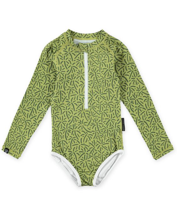 Beach & Bandits - UV-zwempak voor meisjes - Lange mouw - UPF50+ - Endless Palms - Groen