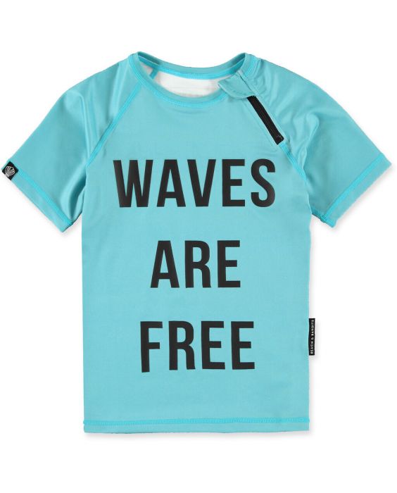 Beach & Bandits - UV-zwemshirt voor kinderen - UPF50+ - Korte mouw - Waves - Blauw