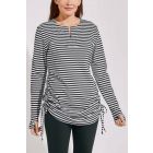 Coolibar - UV-zwemshirt voor dames - Hokulani Ruche - Gestreept - Zwart/Wit