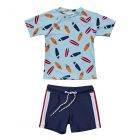 Snapper Rock - UV Zwemset voor baby's en kinderen - Korte mouw - Retro Surf - Blauw/Navy