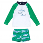 Snapper Rock - UV-zwemset voor baby's en kinderen - Lange mouw - UPF50+ - Reef Shark - Groen/Wit