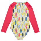 Snapper Rock - UV-badpak voor meisjes - Lange mouw - UPF50+ - Rock the Board - Rood/Geel