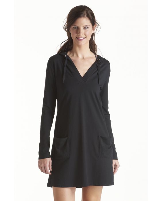 Coolibar - UV-jurk voor dames met capuchon - Zwart