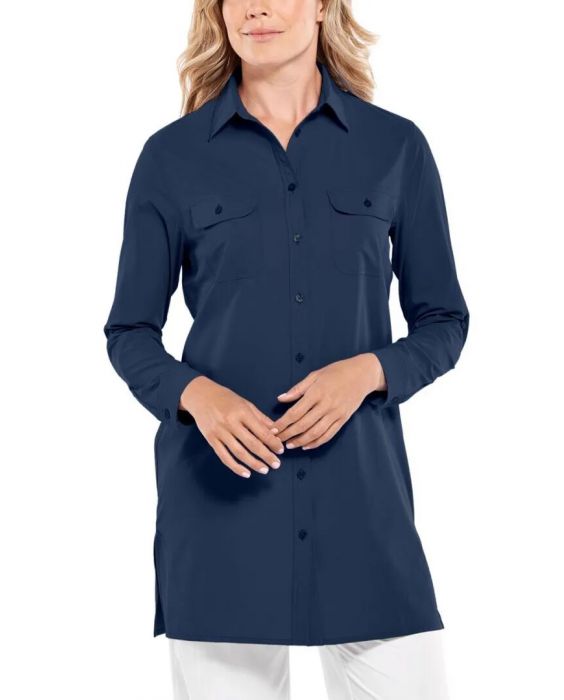 Coolibar - UV Blouse voor dames - Santorini Tunic Blouse - Navy