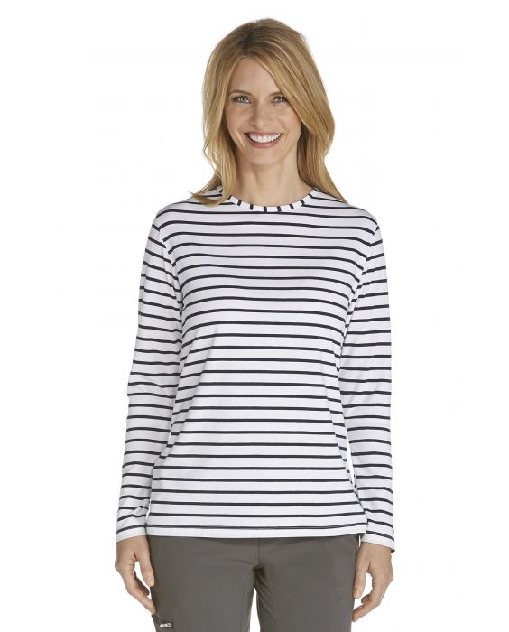 Coolibar - UV Shirt voor dames - Longsleeve - Morada - Wit/Navy