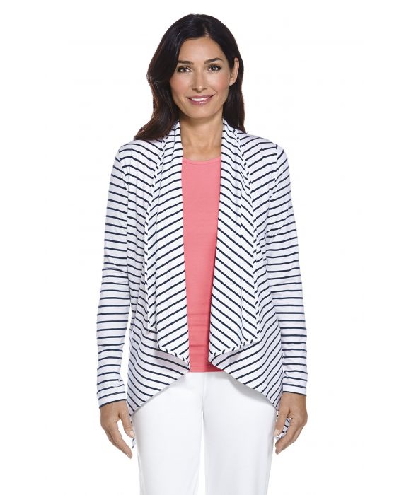 Coolibar - UV Sun Wrap Vest voor dames - Marietas - Navy/Wit
