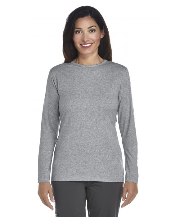 Coolibar - UV longsleeve zwemshirt dames - grijs - Voorzijde