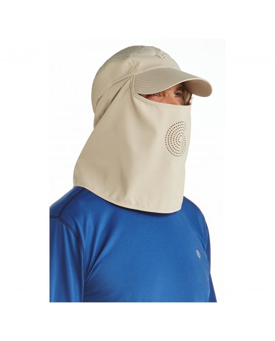 Coolibar - UV Sportcap met nek- en gezichtsbedekking voor heren - Logan - Beige