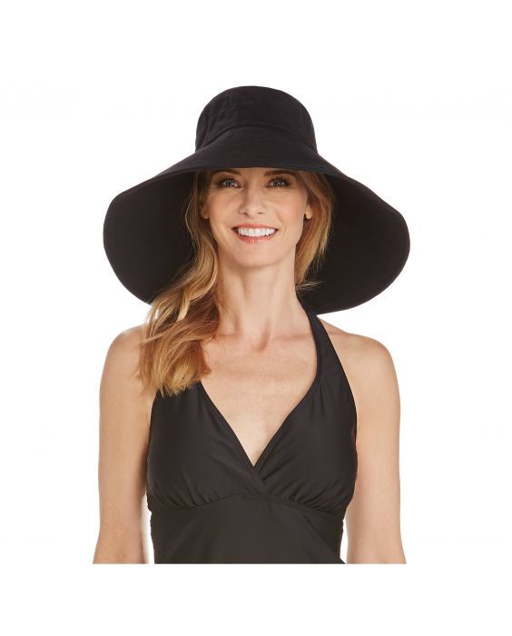Coolibar - UV-flaphoed voor dames met brede rand - Zwart