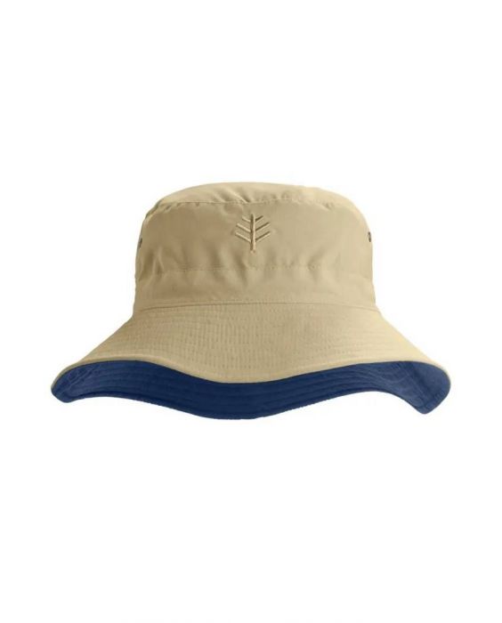 Coolibar - UV Reversible Buckethoed voor volwassenen - Landon - Bruin/Navy