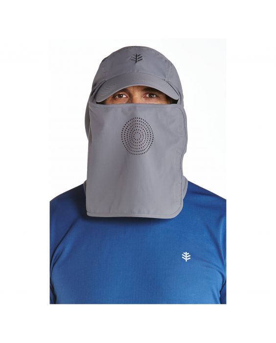 Coolibar - UV Sportcap met nek- en gezichtsbedekking voor heren - Logan - Carbon