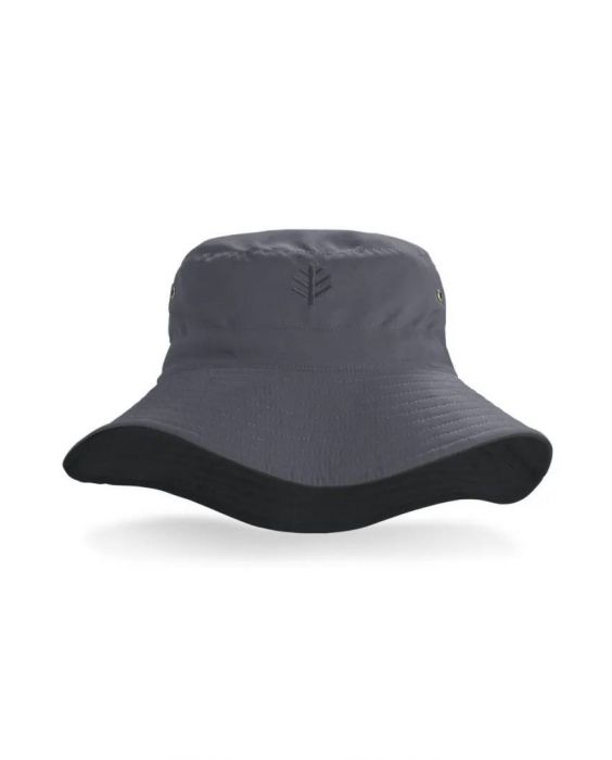 Coolibar - UV Reversible Buckethoed voor volwassenen - Landon - Carbon/Zwart