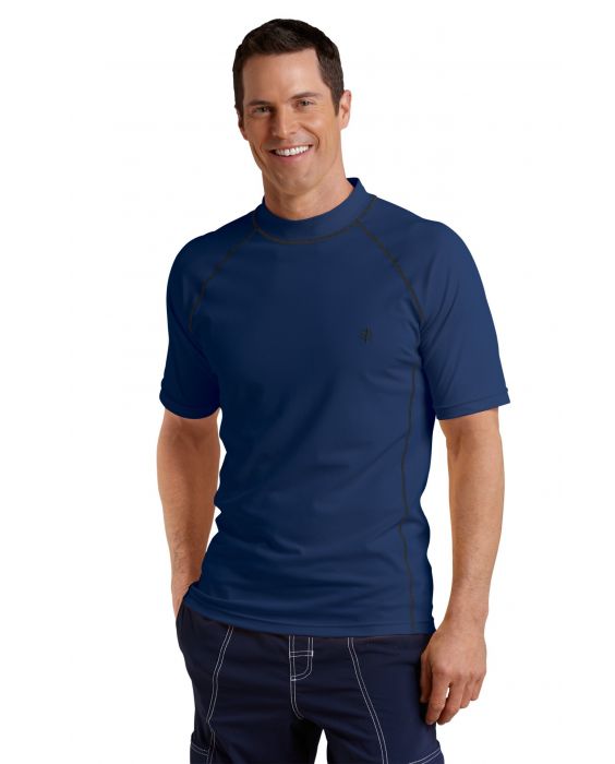 Coolibar - UV zwemshirt korte mouwen heren - Donkerblauw