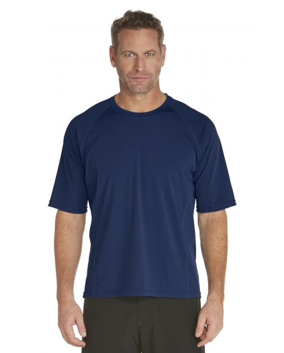 Coolibar - UV zwemshirt korte mouwen heren - donkerblauw