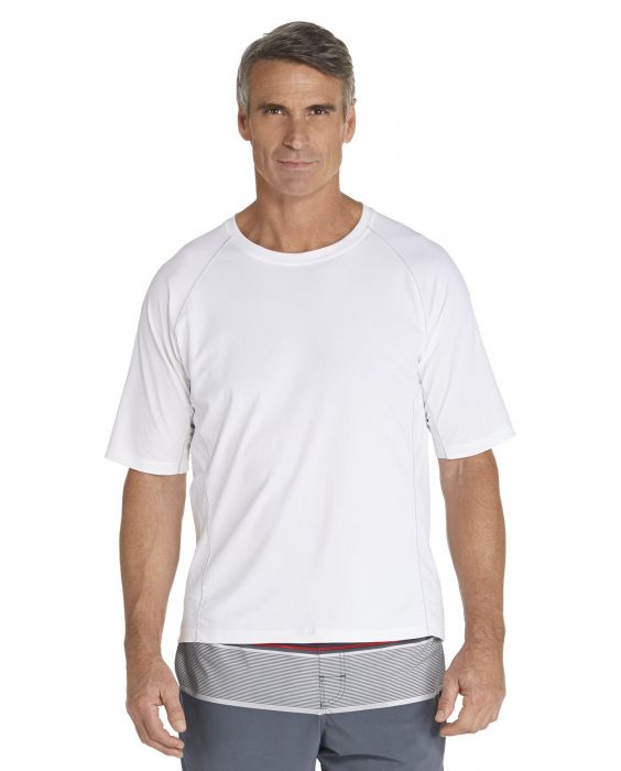 Coolibar - UV zwemshirt korte mouwen heren - wit