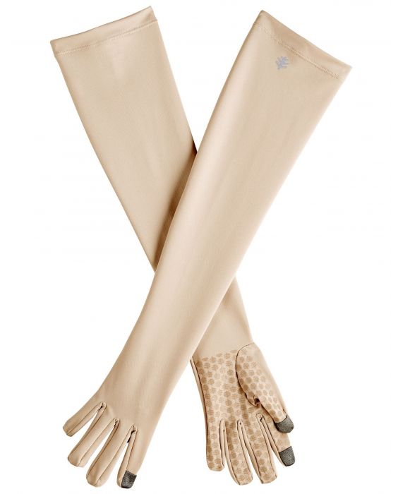 Coolibar - UV-handschoenen van gemiddelde lengte voor volwassenen - Bona - Beige