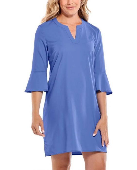 Coolibar - UV-tuniekjurk voor dames - Cannes - Effen - Aura Blauw