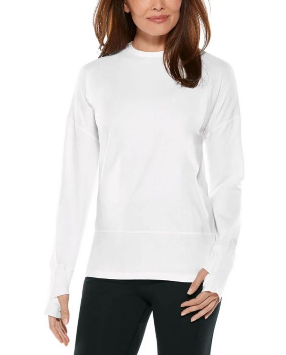 Coolibar - UV Relaxed Shirt voor dames - Lange mouw - LumaLeo - Effen - Wit 