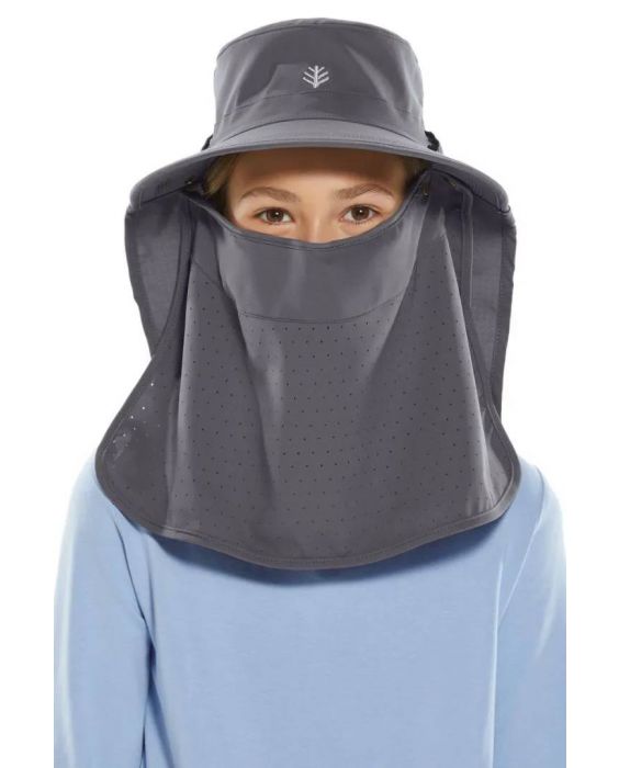 Coolibar - UV Ultra Zonnehoed voor kinderen - Y- Stevie - Carbon 
