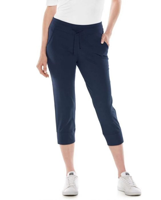 Coolibar - UV Weekend Crop Joggingsbroek voor dames - Maho - Effen - Navy