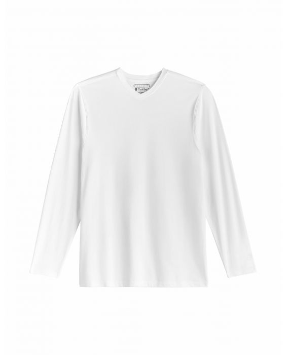 Coolibar - UV Shirt voor heren - V-Hals Longsleeve - Morada - Wit