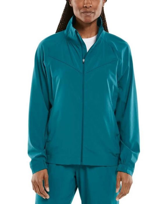 Coolibar - UV-sportjack voor dames - Sprinter - Effen - Teal Lagoon