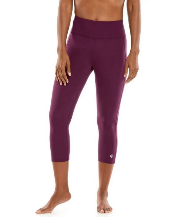 Coolibar - UV High-Rise Yoga Capri voor dames - Asana - Effen - Paars