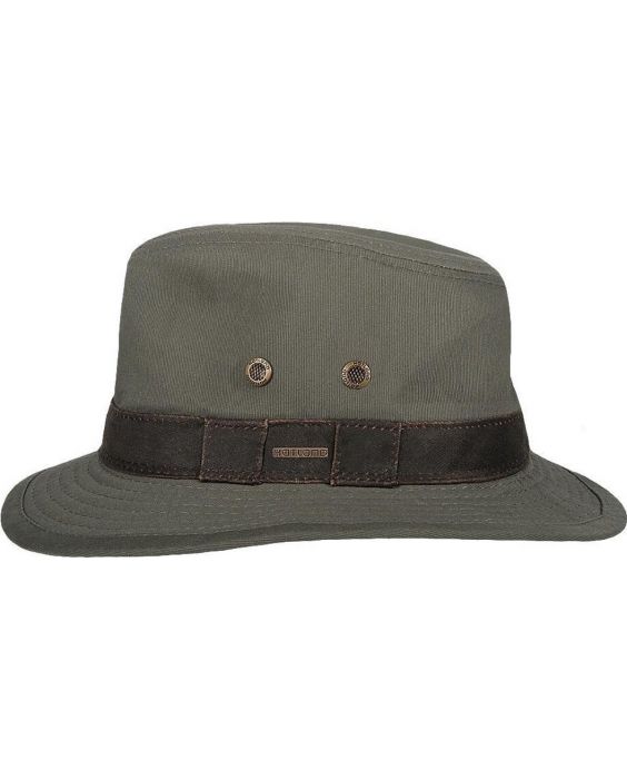 Hatland - UV Fedora hoed voor heren - Okaton - Olijfgroen