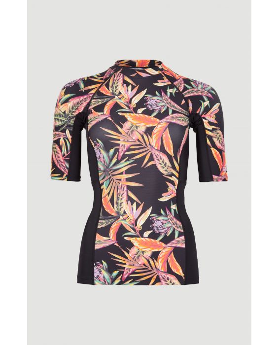 O'Neill - UV-Zwemshirt met korte mouwen voor vrouwen - Anglet - UPF50+ - Black Tropical Flower