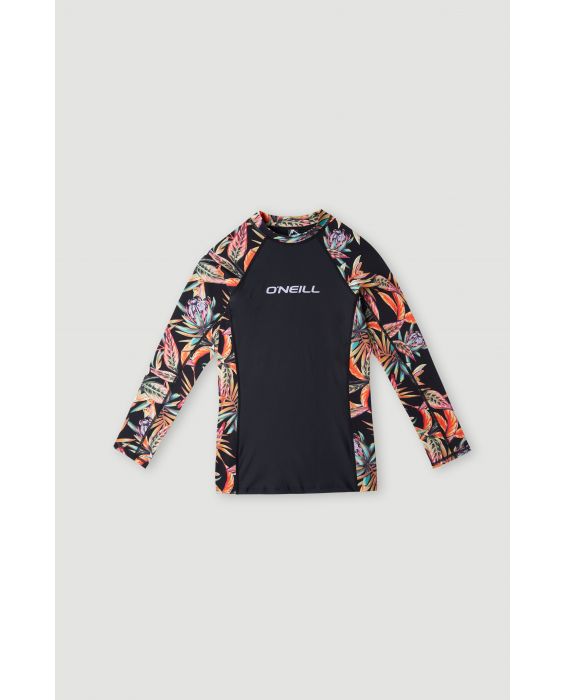 O'Neill - UV-Zwemshirt met lange mouwen voor meisjes - UPF50+ - Printed Skin - Black Tropical Flower