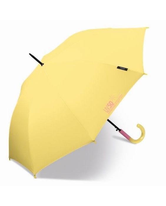 Happy Rain - Lange paraplu met UV bescherming - Automatisch - Geel