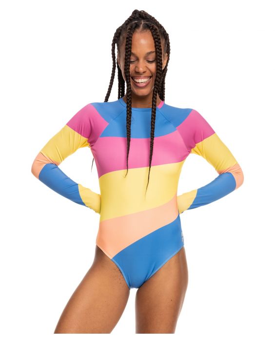 Roxy - UV Badpak voor dames - Pop Surf met lage rug - Longsleeve - Regatta blauw