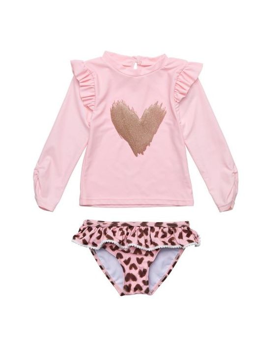 Snapper Rock - UV Zwemset voor baby's en kinderen - Lange mouw - Wild Love - Roze