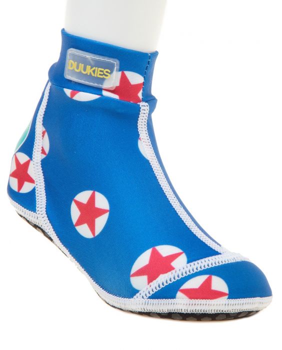Duukies - Jongens UV-strandsokken - Star Red - Blauw 