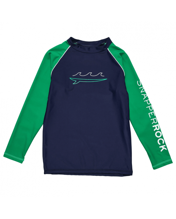 Snapper Rock - UV-rashtop voor kinderen - Lange mouw - UPF50+ - New Wave - Marineblauw/Groen