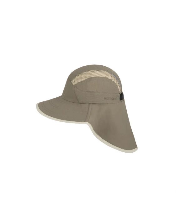 Hatland - UV-pet met brede klep en nekflap voor volwassenen - UPF50+ - Cebas - Olijfgroen