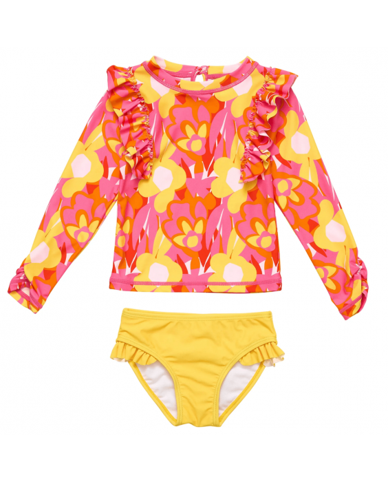 Snapper Rock - UV-zwemset voor baby's en kinderen - Lange mouw - UPF50+ - Pop of Sunshine - Rood/Geel