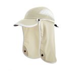 Coolibar - UV Sportcap met nekbescherming voor kinderen - Agility - Steen/Wit