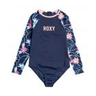 Roxy - UV Zwempak voor meisjes - Roxy Sport Girl met korte rits - Longsleeve - Mood Indigo/Floral Flow