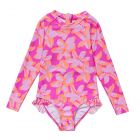 Snapper Rock - UV Zwempak voor meisjes - Lange mouw - Hibiscus Hype - Roze